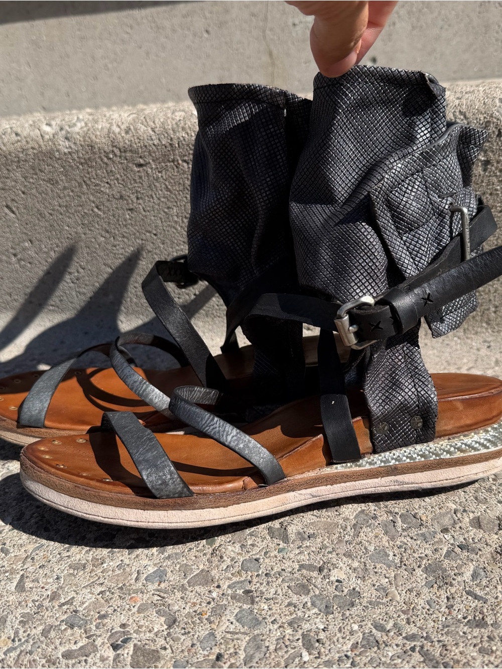 A.S. 98 Bowery Sandals Size 39 Leather Bohemian Festival Monk Booties AS98 - Picture 2 of 8